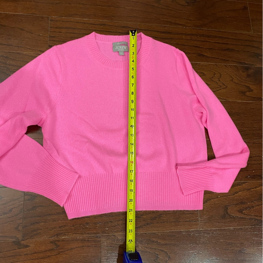 J. CREW Pink Cashmere Crewneck Cropped Pullover Sweater Women’s L - Picture 4 of 6